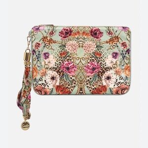 CAMILLA Grow & Glow green floral silk scarf clutch bag baguette pouch sac